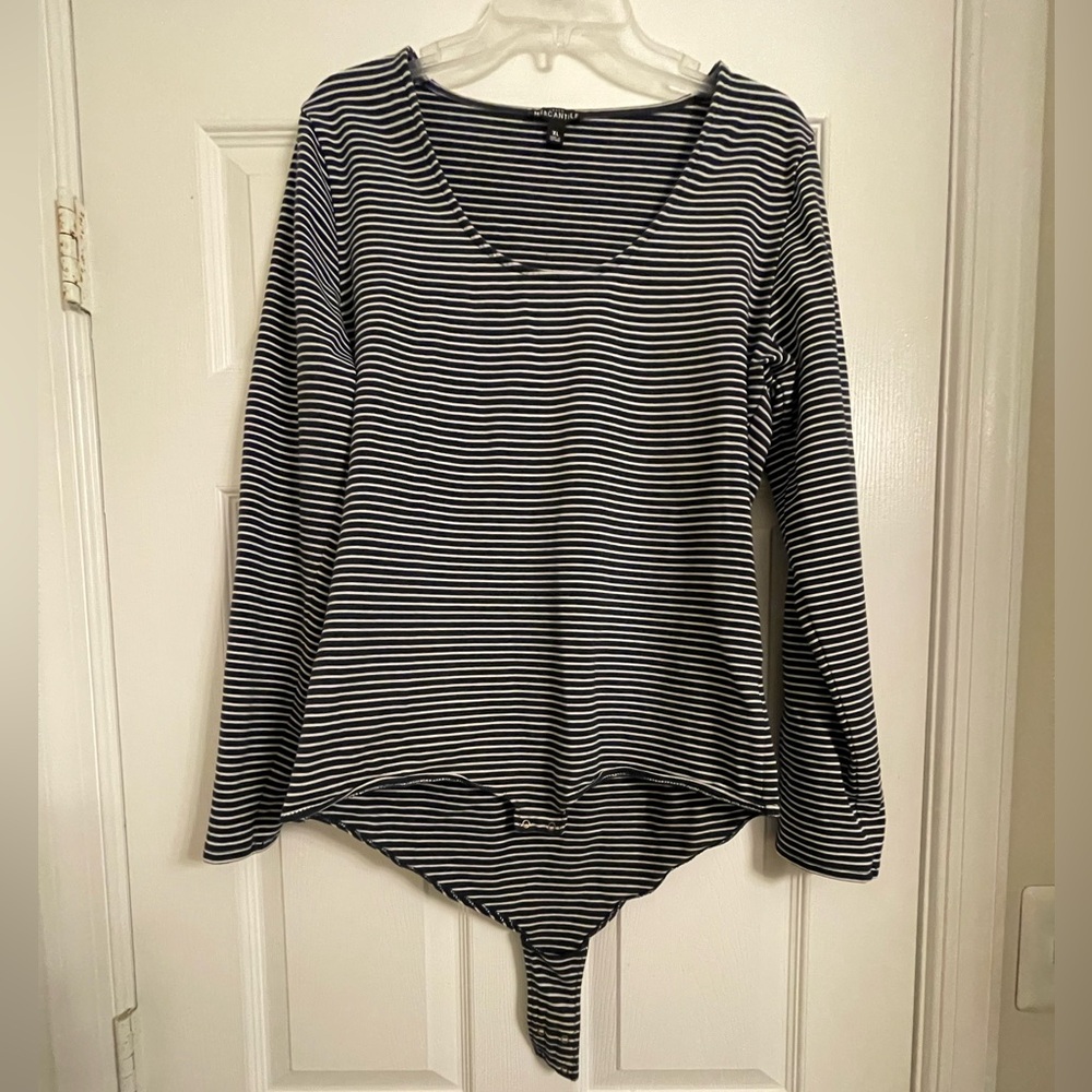 J. Crew Navy and White Striped Bodysuit